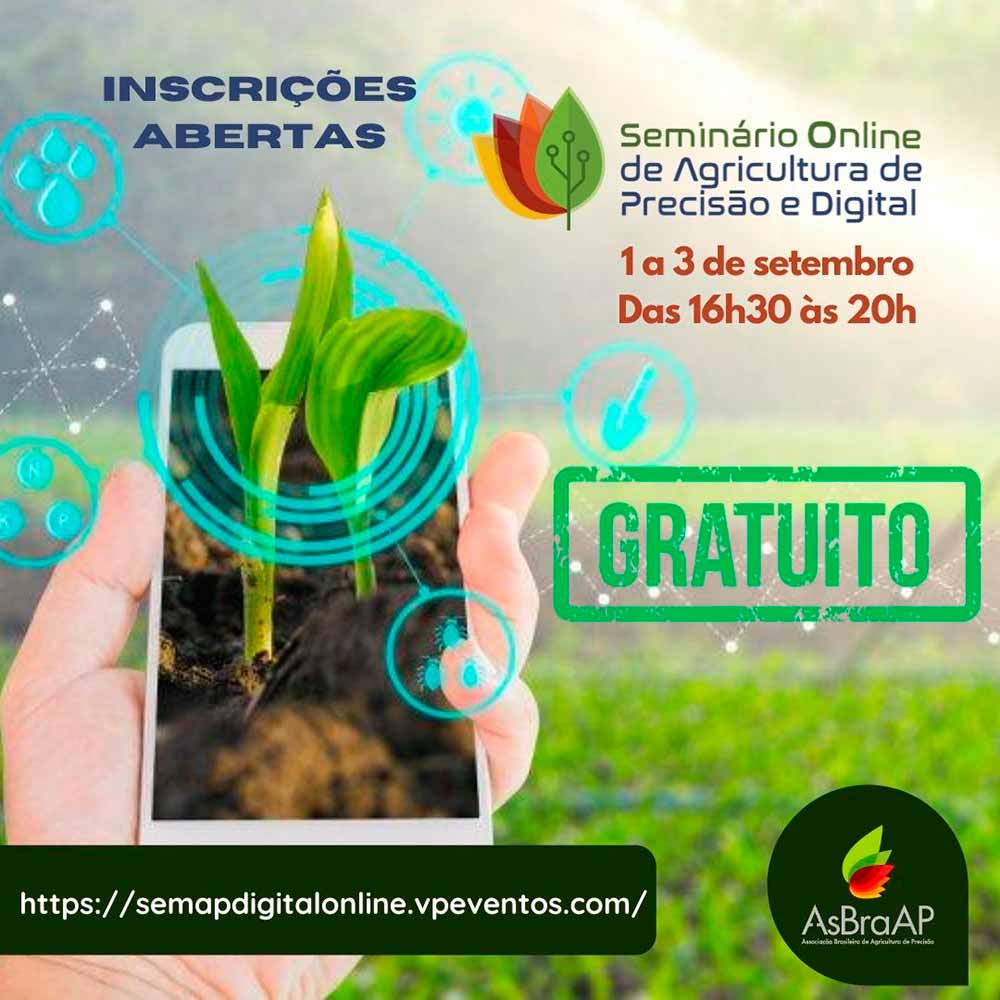 Chamada do Seminário Online de Agricultura de Precisão e Digital da AsBraAP