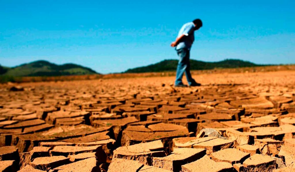 Agricultor vendo os efeitos da estiagem