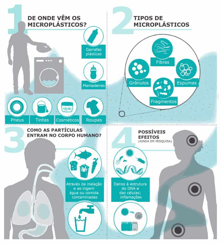 Os microplásticos - Adaptação: Equipe de arte – Reitoria UNESP (Original: sci-hub)