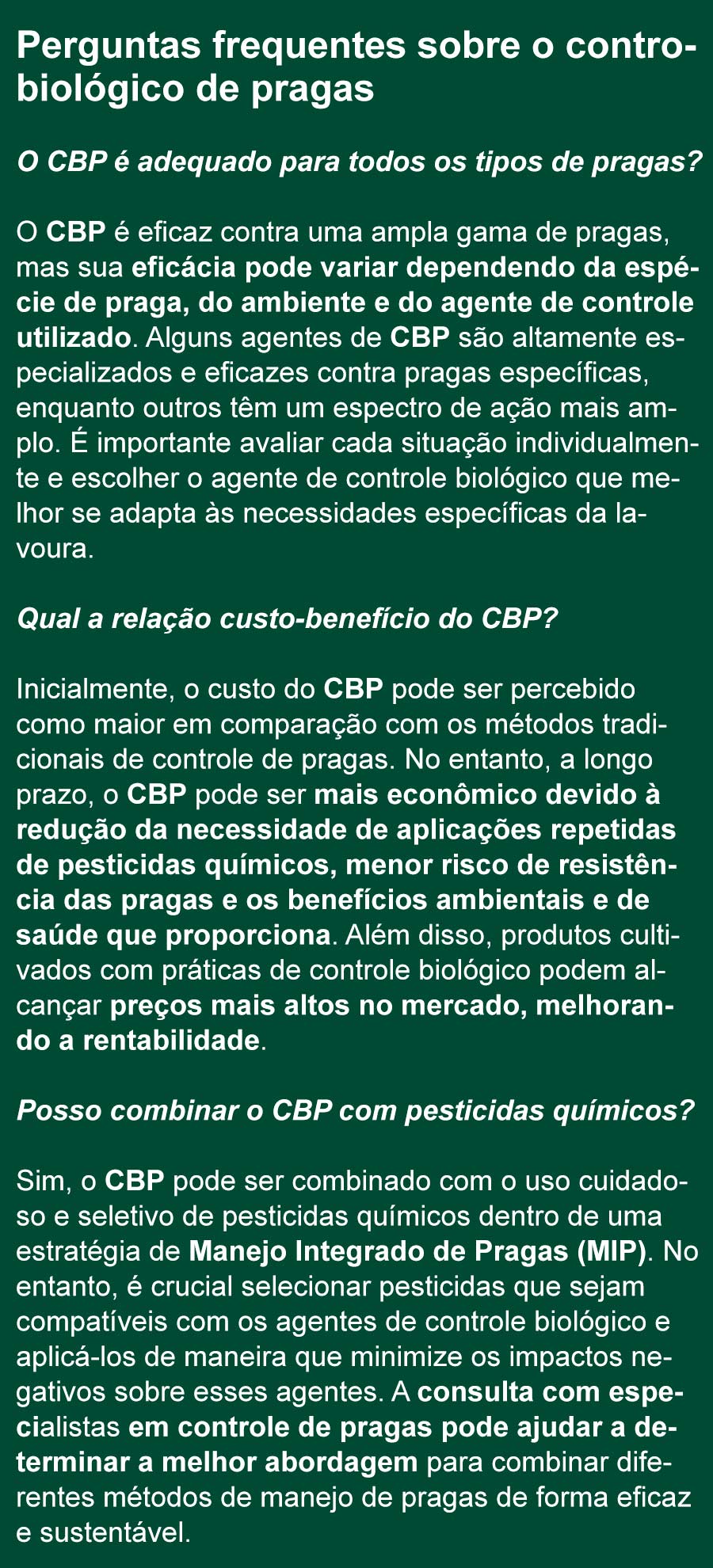 Perguntas frequentes sobre o controle biológico de pragas