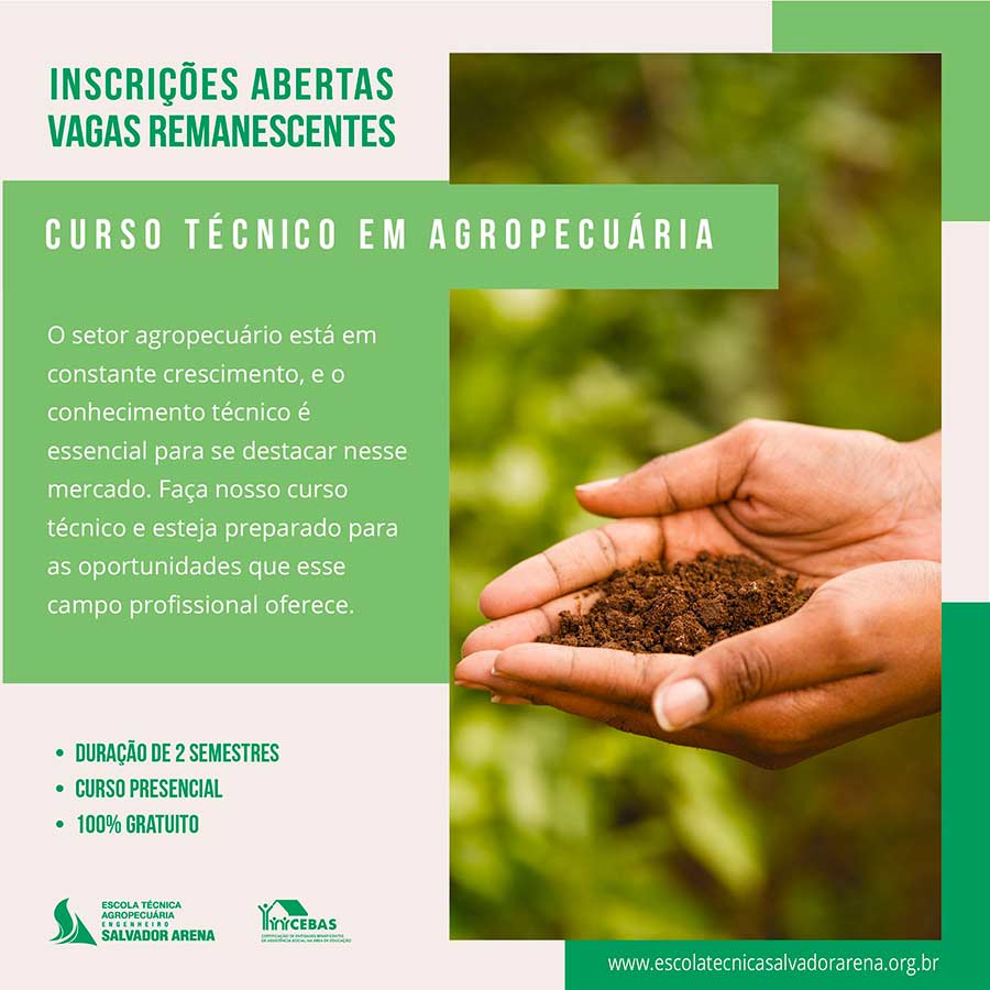 Chamada para o curso técnico em agropecuária da Etasa