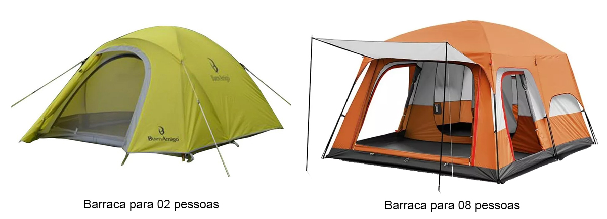 Tamanhos de barracas de camping