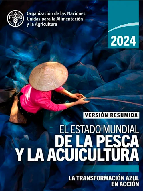 Capa do Relatório Estado Mundial da Pesca e Aquicultura - SOFIA 2024, da FAO