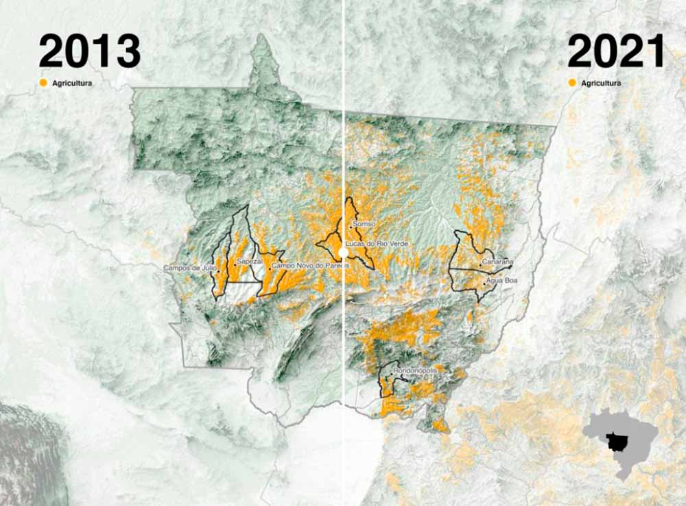 Avanço da área de agricultura no Mato Grosso - Fonte: MapBiomas - Análise e visualização: InfoAmazonia