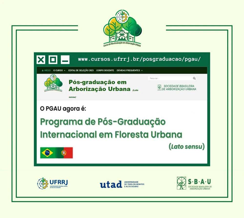 Chamada para o Curso de Pós-Graduação Internacional Floresta Urbana (PGIFUr)