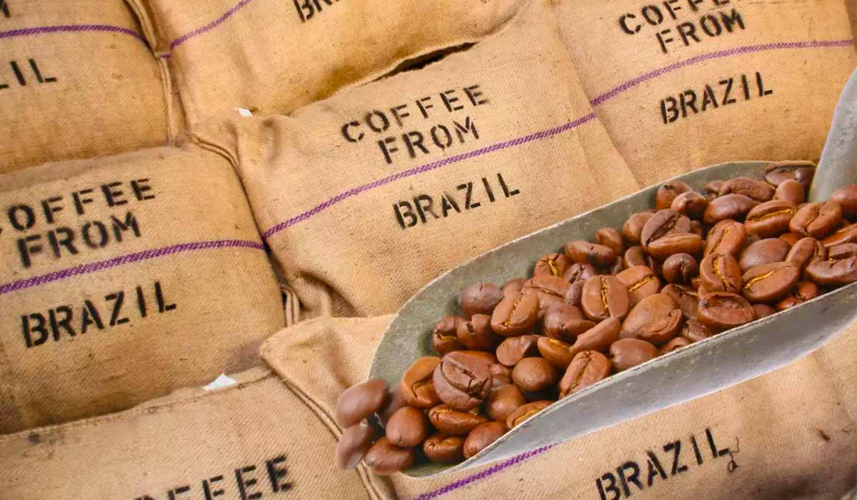 Sacas de café com dosador em primeiro plano