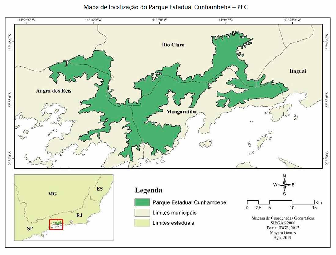 Mapa de localização do Parque Estadual Cunhambebe