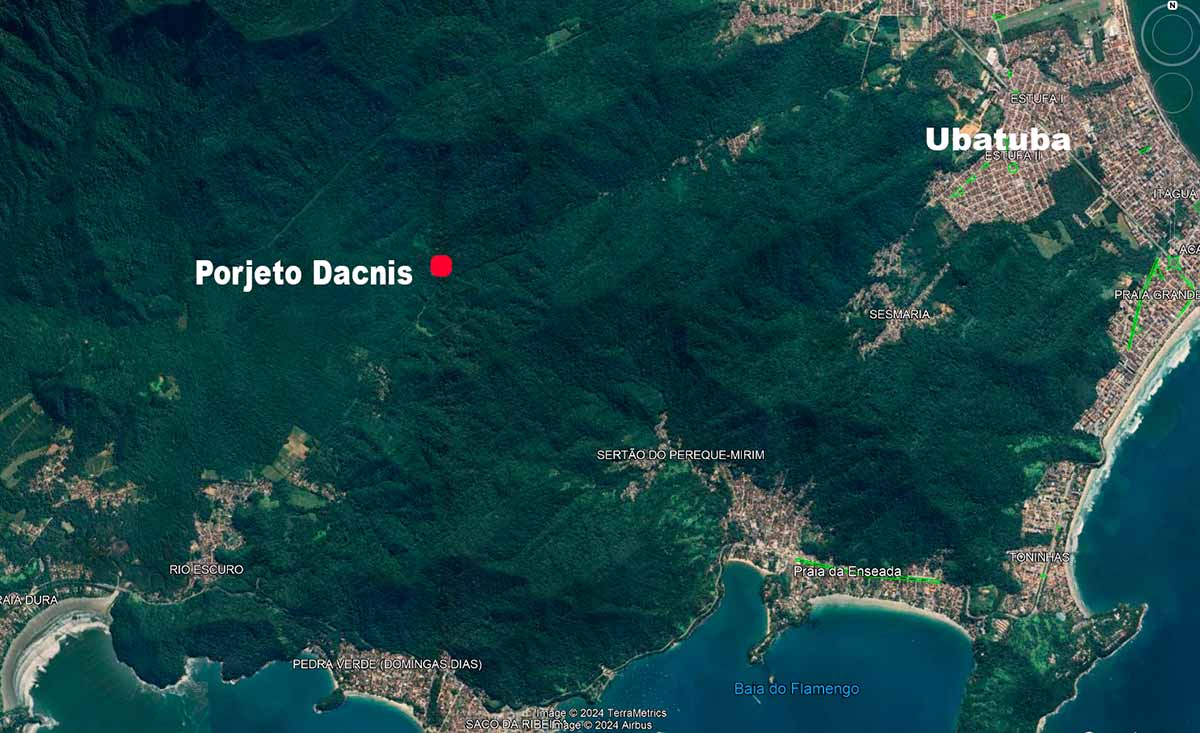 Localização da área de Mata Atlântica do Projeto Dacnis, Ubatuba, SP