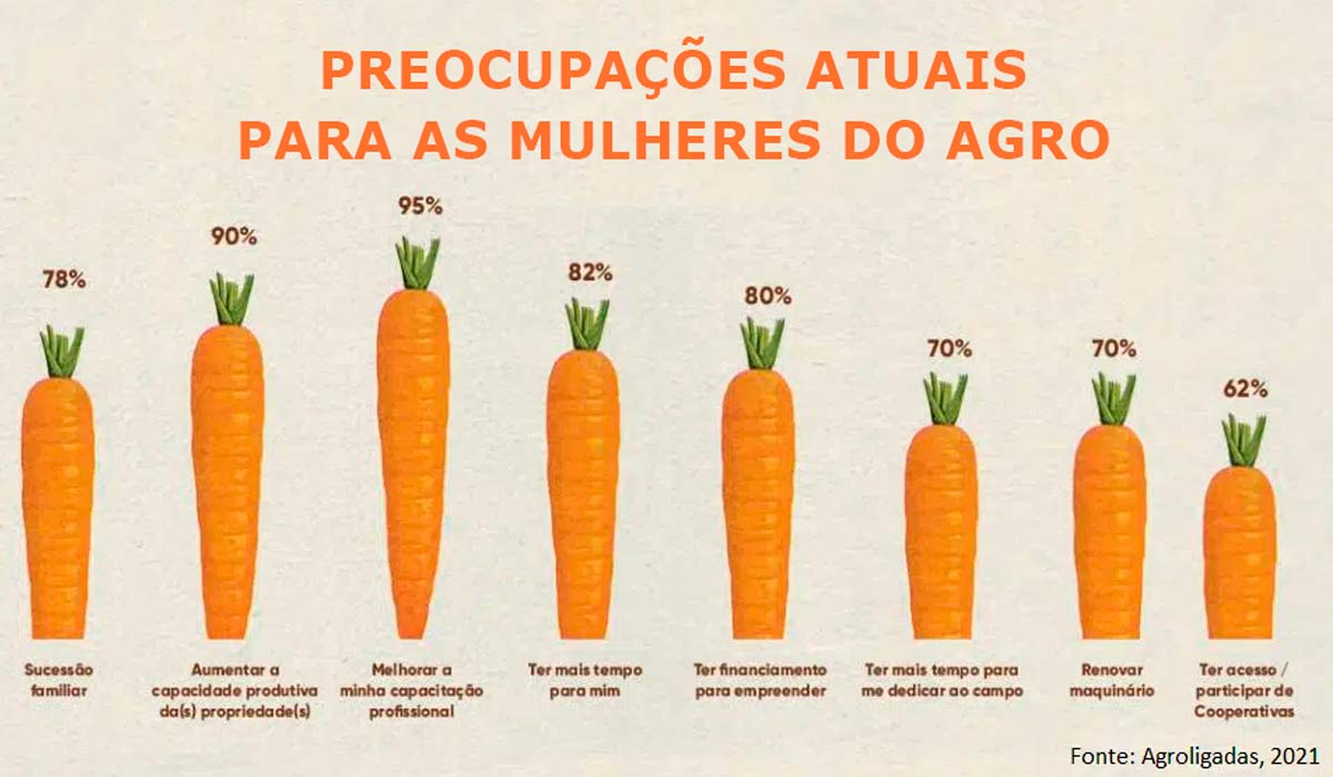 Preocupações atuais para as mulheres do agro - Fonte: Agroligadas, 2021