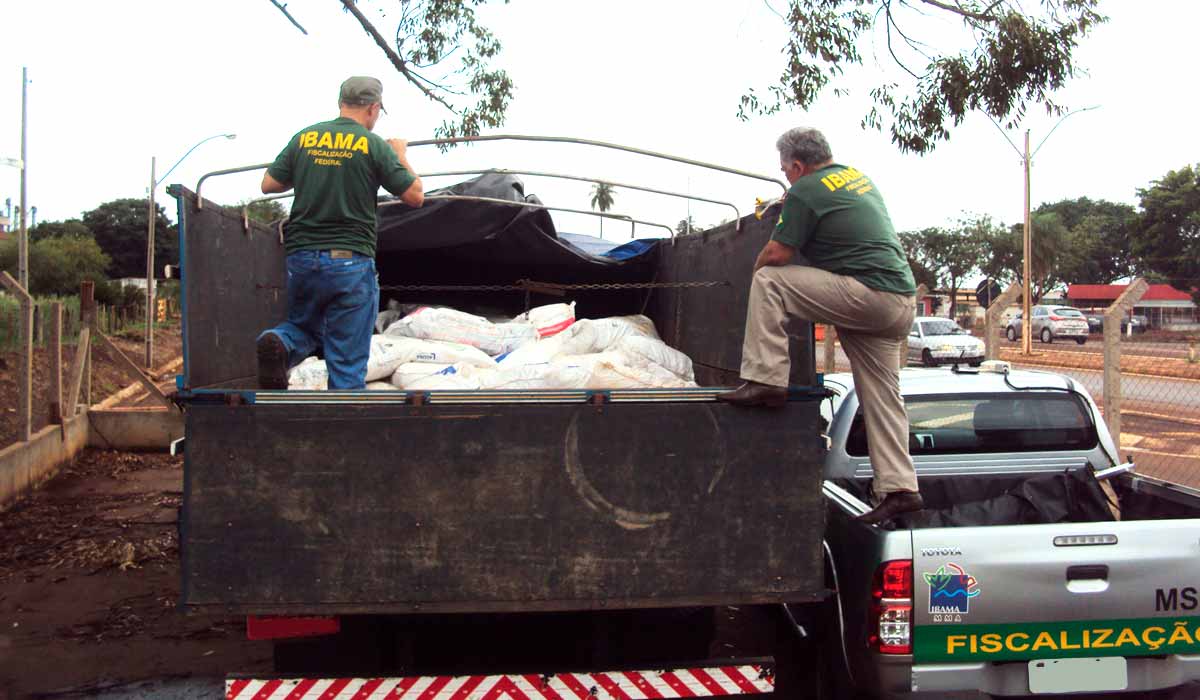 Ação de fiscalização do Ibama interceptando transporte de produtos agrícolas falsificados